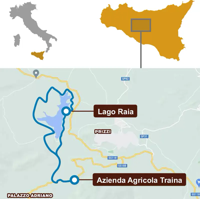 Sikani Horse Trek Sicilia - tour excursion map - Lago-Raia